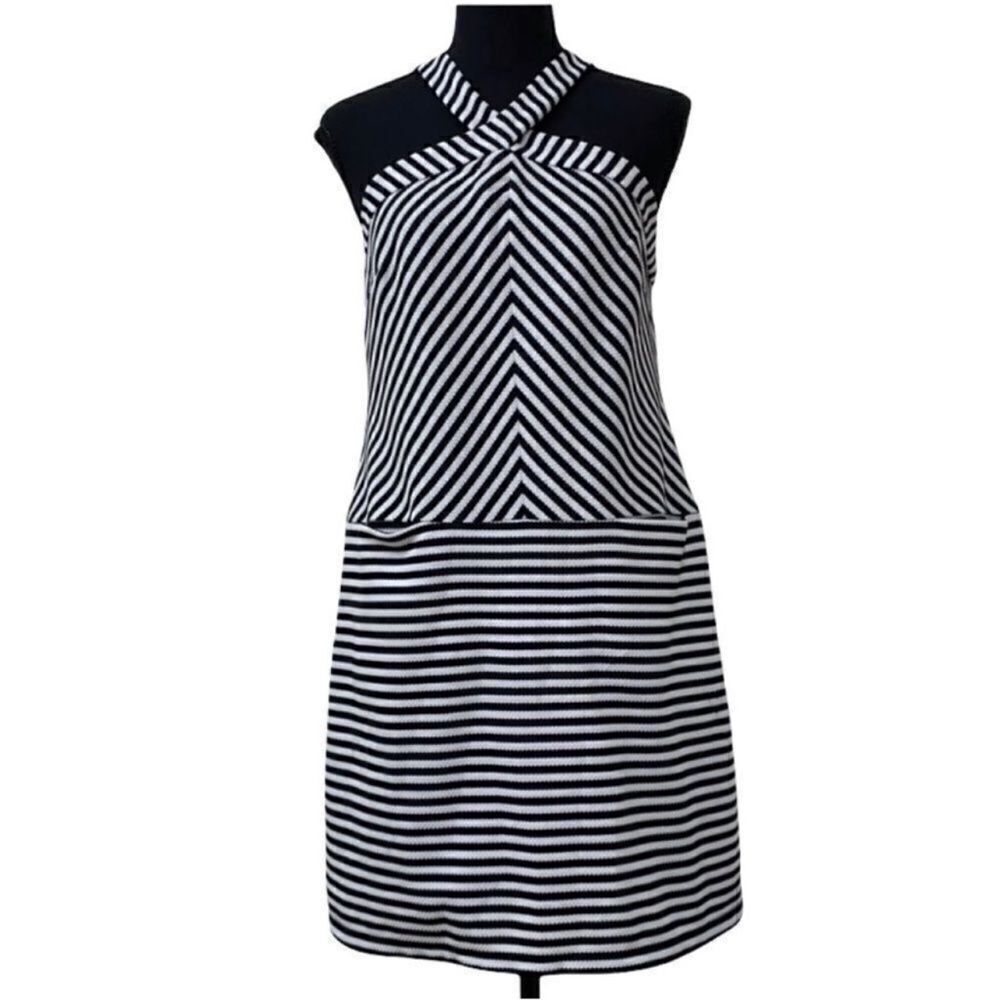 KAARI Blue Stripe Halter Neck Dress(Size Small)
